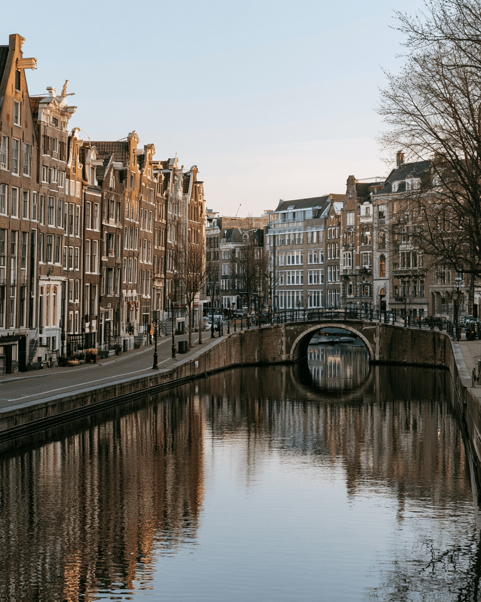 Amsterdam canal at golden hour